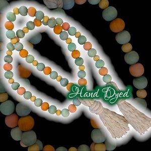 Beautiful Handcrafted & Dyed Wooden Beaded Garland Original New Tree Tray B022